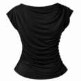 Blusa negra con fruncido asimétrico trasero
