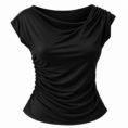 Blusa negra drapeada con fruncido asimétrico