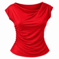 Blusa roja drapeada con fruncidos asimétricos