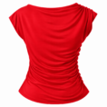Blusa roja fruncida vista desde atrás