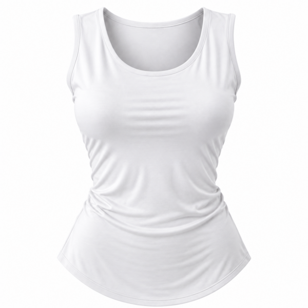 Camiseta blanca de tirantes sobre fondo blanco
