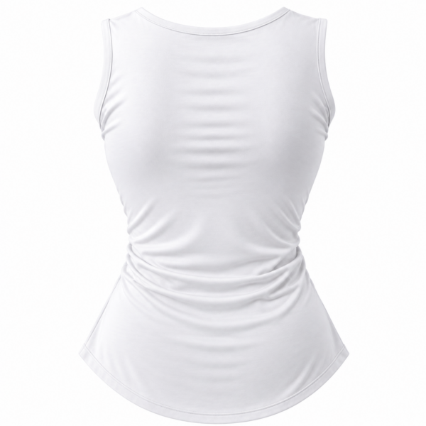 Camiseta blanca sin mangas por detrás