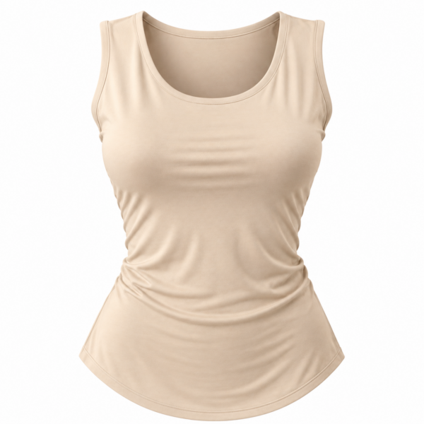 Top de tirantes beige con frunces