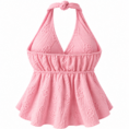 Top halter rosa con flores bordadas (1)