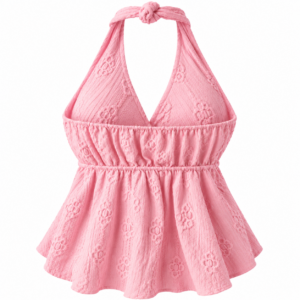 Top halter rosa con flores bordadas (1)