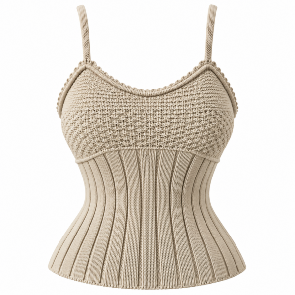 Camiseta de punto beige, vista trasera Camiseta de punto beige, vista trasera