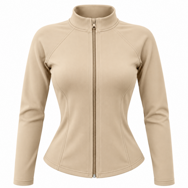 Chaqueta beige entallada con cremallera Chaqueta beige entallada con cremallera