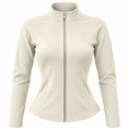 Chaqueta crema entallada con cremallera central