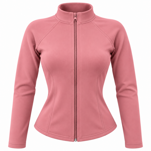 Chaqueta deportiva rosa con cremallera frontal Chaqueta deportiva rosa con cremallera frontal