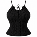 Top halter negro de punto trenzado