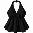 Top halter negro texturizado de espalda